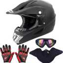 OUMURS Adult Motocross Dirt Bike Helmet with Goggles, Gloves & Mask Dirt Bike ATV Helmet for Unisex-Adult Men Women Adjustable Sun Visor DOT/FMVSS-218 Off-Road Motorcycle Helmet UTV Helmet Downhill XL