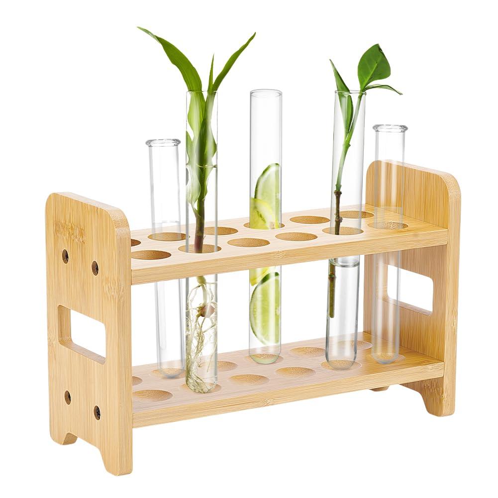 Peacoblue Home Wooden Test Tube Rack, Vial Glasses Holder 12 Tubes Capacity (10/11" (27mm') Great as Pen Stand, Spice Rack, Plants Organizer-Glass Tubes Not Included