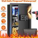 Fireproof Wall Safes Between the Studs 16" Centers, 22.05" Tall Security Cabinet Wall Safe with Digital Keypad and Removable Shelves, in Wall Hidden Fire Safe for Money, Pistols, Documents, Passport