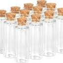 40ML DIY Decoration Glass Jars,12PCS Mini Glass Bottle with Wood Cork Stoppers for Halloween Decorations,Wedding Party Favors (30*80mm)