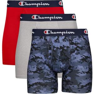 Champion Men's Underwear Boxer Briefs, Cotton Stretch, Total Support Pouch, MoistureWicking, No RideUp Fit, 3Pack L