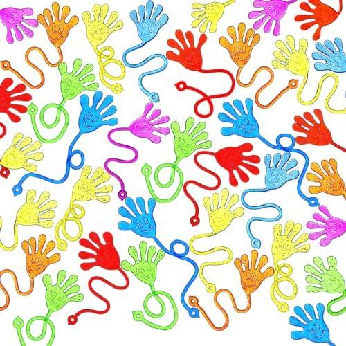 JOYIN 240Pcs Glitter Sticky Hands Party Favors, Party Table Favors Set for Kids, Holiday Traditions, Classroom Treasure Box Carnival Prizes Bulk Pinata Stuff Mini Toys, Christmas goodie bags