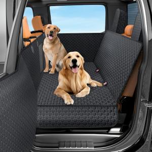 Truck Back Seat Extender for Dogs, Upgraded Waterproof Pet Seat Cover with Door Protection, Hard Bottom, Holds 420lbs, Dog Hammock for F150/Silverado 1500/GMC Sierra 1500/RAM 1500/Titan (Full Size Truck)