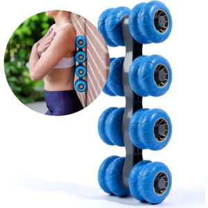THOREX 8-Wheel Back Massager and Neck Knot Remover - Chiropractor Approved Manual Deep Tissue Massage Tool for Upper Back, Trapezius Pain Relief and Trigger Point Therapy - Self Recovery Muscle Stick