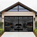 Magnetic Garage Door Screen 11x7ft for 1 Car Doors Durable Fiberglass Heavy Duty Mesh Magnetic Net, Pets Friendly Retractable Carport Garage Patio Porch RV Doors Curtain (Black, 11x7ft)