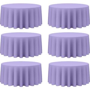 Brillmax 6 Pack Lavender Round Tablecloths 132 Inch for 72 Tables - 150 GSM Polyester Fabric, Floor Length Drop, Water, Stain & Wrinkle Resistant Cloth Cover for Wedding Reception Banquet Dining