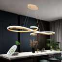Gold LED Chandelier, Dimmable Modern Pendant Light with Remote - Contemporary Ceiling Light Fixture for Dining Room, Kitchen Island & Living Room, 47.24in