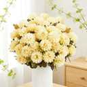 18 Heads Cream White Artificial Chrysanthemum Flowers Fake Mums White Kiku Ball Flowers Bouquet Silk Chrysanthemums for Indoor Outdoor Table Centerpiece Vase Wedding Decoration, 2 Pcs