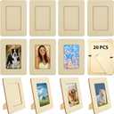 20 PCS Wooden Picture Frames for Crafts DIY Wood Picture Frames Unfinished Solid Wood Photo Picture Frames for 4 x 6 In Photos Standing Wooden Photo Frames for DIY Crafts Painting Arts Projects