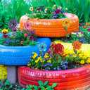 hogardeck Garden Decor for Outside, Set of 6 Metal Flowers Decorative Garden Stakes for Spring Decor, Yard Art Garden Decorations for Outdoor Lawn Porch Pathway Patio (Multi-Color)