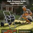 VEVOR Hose Reel Cart, 200/300 ft High-Pressure Garden Hose Cart, Hoses Reel Carts with Two Wheels, Handle & Heavy-Duty Mesh Storage Basket, Portable Hoses Reels for Garden Watering, Car Washing