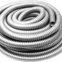 1/2 Inch Flexible Reduced Wall Electrical Conduit, 50 Ft Stainless Steel Cable Sleeve Tube for Home Low Voltage Cables Management, Wiring and Protection