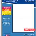 8.5" x 11" Blank White Perforated Cardstock Paper - 2 Per Sheet Breaks to 5.5" x 8.5" - Inkjet/Laser Printable - for Postcards, Flash Cards, Index Cards - 100 Sheets / 200 Cards