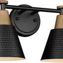 FEMILA Black Bathroom Light Fixtures, 2-Light Bathroom Vanity Lights Over Mirror with Hammered Metal Shade, Modern Wall Sconces Lighting for Kitchen Bedroom Living Room, 4FG59B-2W BK (15")