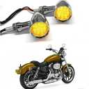 DREAMIZER LED Turn Signals Front Rear 15 LED Motorcycle Lights Super Bright Bulbs Compatible With Harley Honda Yamaha Suzuki and More (Chrome-Amber light)