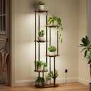 Bstrip Plant Stand Indoor with Grow Light, 50" High Indoor Plant Shelf, 6 Tier Flower Stand with Plant Light Full Spectrum, Metal Plant Holder with Light, Double-Row Discs Plant Rack for Home, Corner