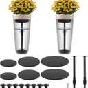 2 Pcs Adjustable Height Planter Inserts for Large Pots, 12-21" Rise Wooden Planter Fillers Risers for Inside Pots, Planter Lift Insert for Tall Square Round Taper Planter - 6" 8" 10" Base or Top