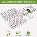 1.18"(30mm) Chinese Green Mahjong Set - 144 + 8 Numbered Tiles, Travel-Friendly with Accessories - Ideal for Family Gatherings and Game Nights ()