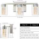 SineRise 3-Light Brushed Nickel Vanity Light with 3 Color Modes (3000K/4000K/6000K), Eye Protection LED Bathroom Light Fixture, Dimmable Modern Wall Light Over Mirror with Clear Glass Shade