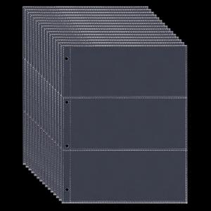 MUDOR 60 Pockets Currency Storage Pages with PP Material, PVC and Acid Free, 3-Pocket Page Bill Holders Refill Sheets for Collectors, 4 Holes Fillers Sleeves