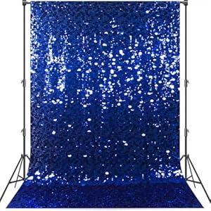 5MM Mermaid Sequins Shimmer Wall Backdrop Curtain 4FTx8FT Royal Blue Sequin Backdrop Panel Glitter Sequin Photography Background Drapes for Party Birthday