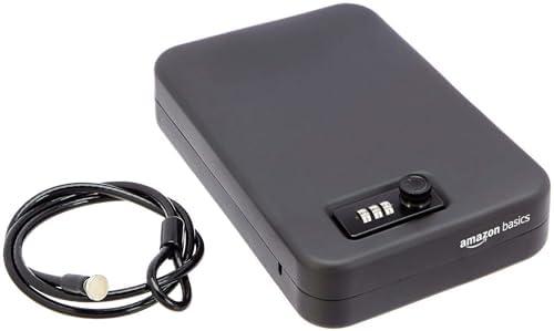Portable Security Case Lock Box Safe, Small Lock Box with Code, for College Dorm Room, Home, Combination Lock, Large, Black