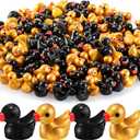 150 Pcs Christmas Mini Ducks Resin Tiny Duck Xmas Little Small Figures Bulk for Xmas Party Dollhouse Aquarium Decor Micro Garden Landscape DIY Crafts(Black,Gold)
