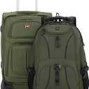SWISSGEAR Sion 2-Piece Travel Set, Softside Expandable Carry-On Spinner Bundled with 1900 ScanSmart 17" Laptop Backpack with RFID Blocking & Tech Organization, Evergreen