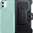 FNTCASE for iPhone 12 Magnet Case: Magnetic Dual Layer Protective Cell Phone Cover with Belt-Clip Holster | Military Grade Drop Proof Protection Durable Non Slip Textured Back Phonecase (Mint Green)