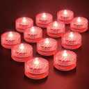 HL Submersible LED Light,Red Small LED Light,100 Hours Waterproof Flameless Led Lights Battery Powered for Wedding Home Vase Festival Party Decoration 12pcs (Built-in 24 Batteries)