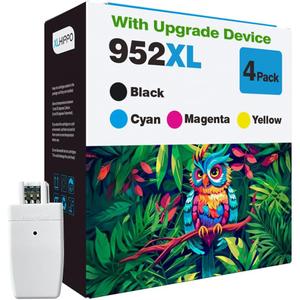 952 XL Ink Cartridges for HP Printers Replacement for HP 952 HP 952XL Ink Cartridges Combo Pack Works on OfficeJet Pro 8710 7740 8720 8715 8210 7720 8702 8730 8740 8725 (4 Pack + Chip Upgrade Device)