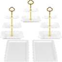 NWK 5 Piece Cake Stand Set with 2 x 3-Tier Cupcake Stands, 1 x2-Tier Cupcake Stands, 2 x Appetizer Trays, for Wedding Birthday Baby Shower Tea Party Decorations (Gold)