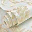 Non-Woven Peel and Stick Damask Wallpaper 3D Embossed Removable Stick and Peel Wallpaper Vintage Floral Self Adhesive Contact Paper Decorative for Living Room Bedroom Wall 20.8" x 197" (Light Blue)
