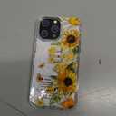 Case for iPhone 15 Pro Max, Compatible with MagSafe, Yellow Sunflowers for Shockproof Protective, Slim Hard PC+TPU Cute Bumper Magnetic Clear Case for iPhone 15 Pro Max - White