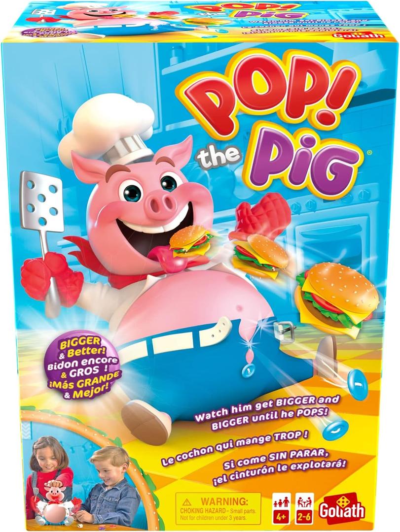 Goliath Pop The Pig Game New and Improved Belly-Busting Fun as You Feed Him Burgers and Watch His Belly Grow