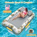 Rrtizan Inflatable Tanning Pool Rafts for Adults, 83.5" x 52.4" Adult Pool Floats with Pillow, Cup Holder & Handles, 4-in-1 Suntan Tub Raft Floatie for Pool, Backyard, Kids' Ball Pit