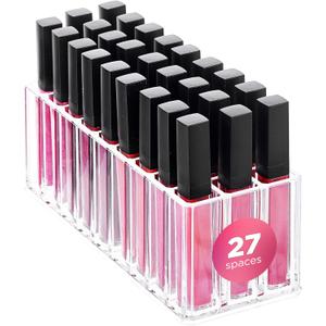 FAJ Eyeshadow Palette Lipgloss Organizers, Acrylic Makeup Holder for Vanity, Drawer Storage, Cosmetics Pallets Countertop Clear Storage (27 spaces)
