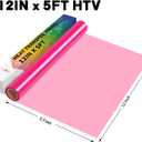 HTVRONT HTV Vinyl Rolls Heat Transfer Vinyl - 12" x 5ft Neon Pink HTV Vinyl for Shirts, Iron on Vinyl for All Cutter Machine - Easy to Cut & Weed for Heat Vinyl Design (Neon Pink)