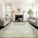 Sage Green Boho Front Door Mat for Indoor Entrance Washable Non Slip Cute Vintage Floral Aesthetic Area Rugs for Entryway Entry, Size 120"x96"