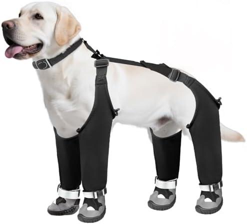 Dog Suspender Boots, Waterproof Dog Rain Boots, Puppy Snow Shoes for Winter, Anti Dirt Pants with Shoes, Adjustable Suspender Pants for Outdoor Walking & Paw Protectors