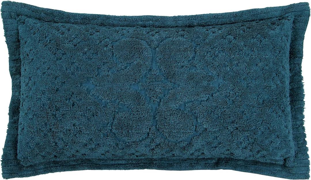 Better Trends Teal King Sham 100% Cotton Chenille Bedspread Sham, Soft and Cozy Tufted Tumble Dry (20x36 King Sham) Ashton Collection