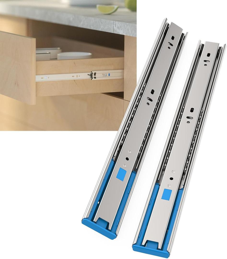 22 Inch 10 Pairs Soft Close Drawer Slides Full Extension Side Mount 100 LB Capacity Ball Bearing Sliding Heavy Duty Dresser Cabinet Rails