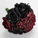 DIYDOFUN Wedding Bridesmaid Bouquets, Artificial Silk Flowers Arrangement for Ceremony Marriage Proposal Party Anniversary Decorations (Burgundy & Black, Set of 4 Bouquets)