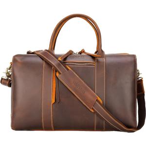 STAR VISTA Trevi 30L Handmade Full Grain Leather Travel Duffel Bag - Airplane Underseat Weekender Overnight Carry On Bag, Gym Bag, Sports Bag, YKK Zippers
