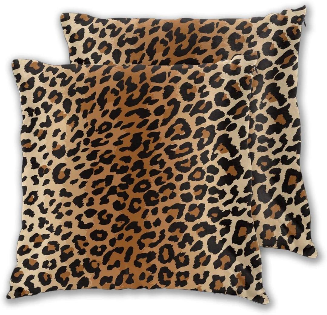 BETGINY Leopard Throw Pillow Cover 18X18 Inch Pack of 2,Cheetah Print Pillow Covers Square Cushion Faux Animal Skin Pillowscase for Bedroom Home Sofa Decoration