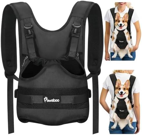 Pawaboo Pet Dog Front Carrier Backpacks, Legs Out Pet Carrier Backpack for Dogs, Adjustable Dog Chest Carriers Purse for Dogs Hands Free for Travel Hiking Cycling Camping, XL, Black