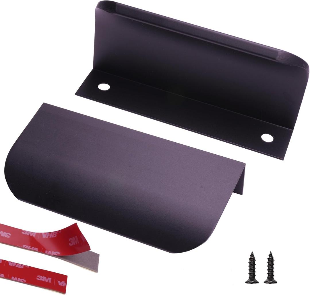 Edge Finger Pull,Concealed Kitchen Cabinet Handle,Top Mount Flat Cabinet Pulls for Cupboard Door Drawer 6814 (10, Matte Black, 3.15/80MM Overall Length)