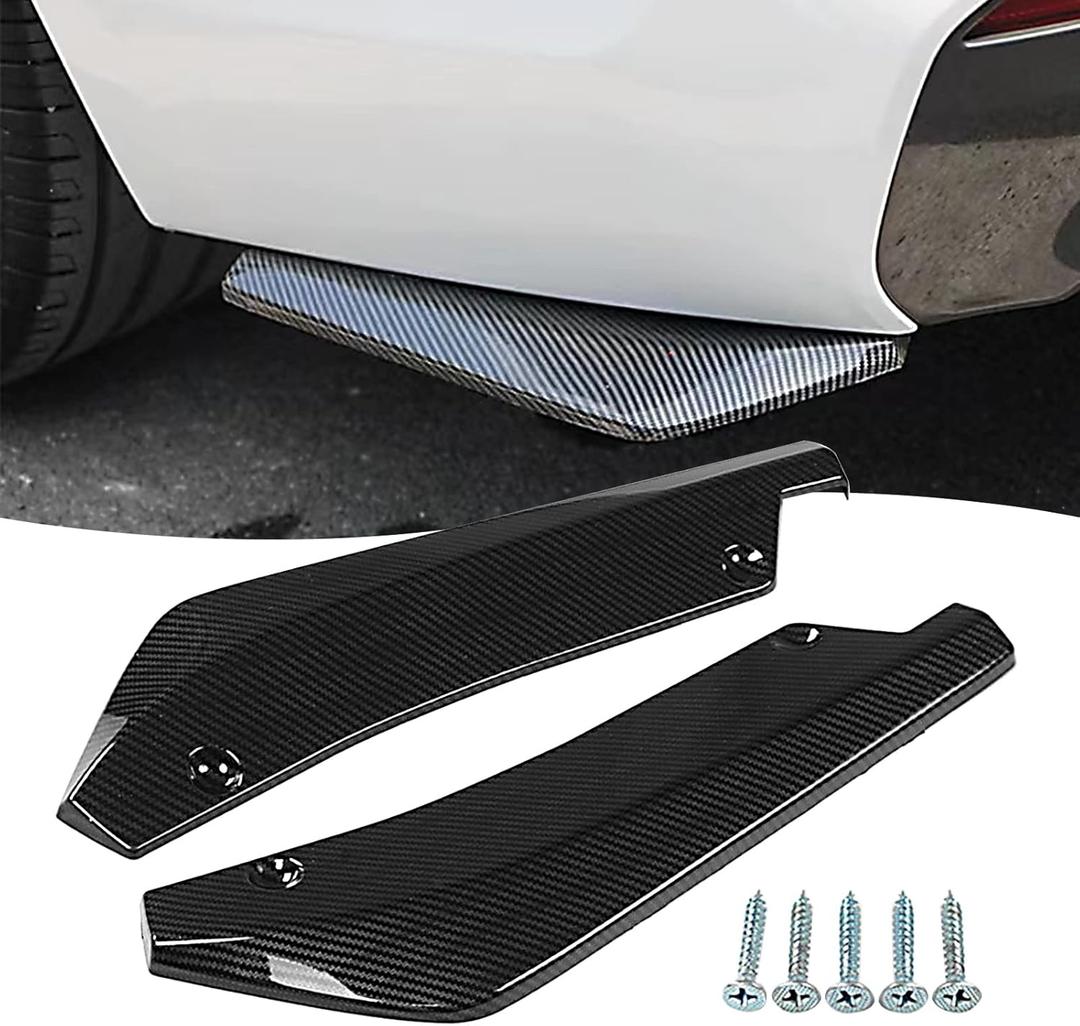 2 PCS Car Rear Bumper Guard Diffuser Splitter Front Bumper Lip Body Kit Vehicle Blade Rear Shovel, Side Fender Skirt Lip Splitter Guard Protector Universal Size for Most Cars (Carbon Fiber Black)