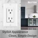 BESTTEN 30 Pack 15 Amp Outlets, Standard Electrical Wall Outlet, Decorator Receptacle Outlet for Residential and Commercial Use, Non-Tamper-Resistant, 125V/1875W, Wall Plate Included, UL Listed, White
