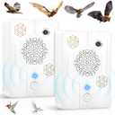2Pack Upgraded Ultrasonic Bird Repellent Devices Outdoor & Bat Deterrent Rechargeable Woodpecker Deterrent for House Pigeon Repellent to Keep Birds Bats Out of Attic Porch Balconies Indoor